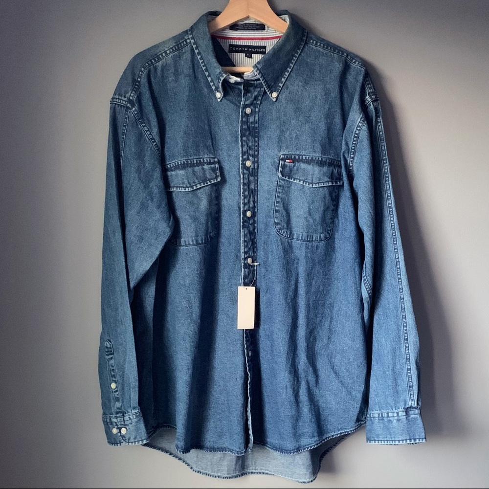 Tommy Hilfiger Mens Denim Button Up Shirt Sz. XL